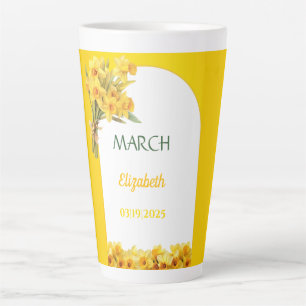 Birth Month Flower March Daffodil Personalised Latte Mug