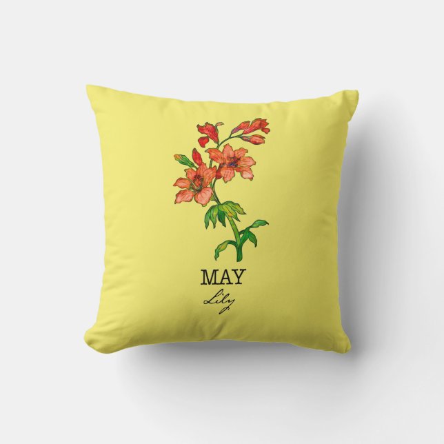 Birth Month Flower May Lily Cushion (Front)