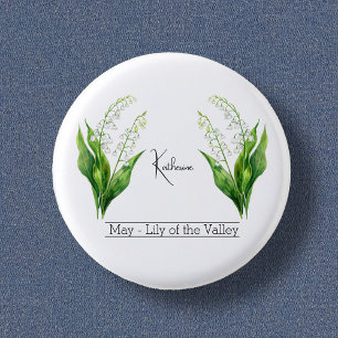 Birth Month Flower May Lily of the Valley 3 Cm Round Badge