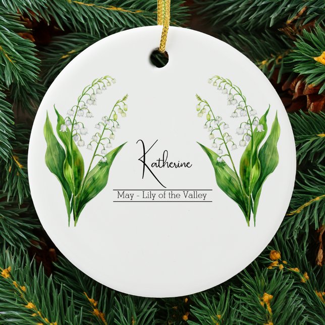 Birth Month Flower May Lily of the Valley Ceramic Tree Decoration (Creator Uploaded)