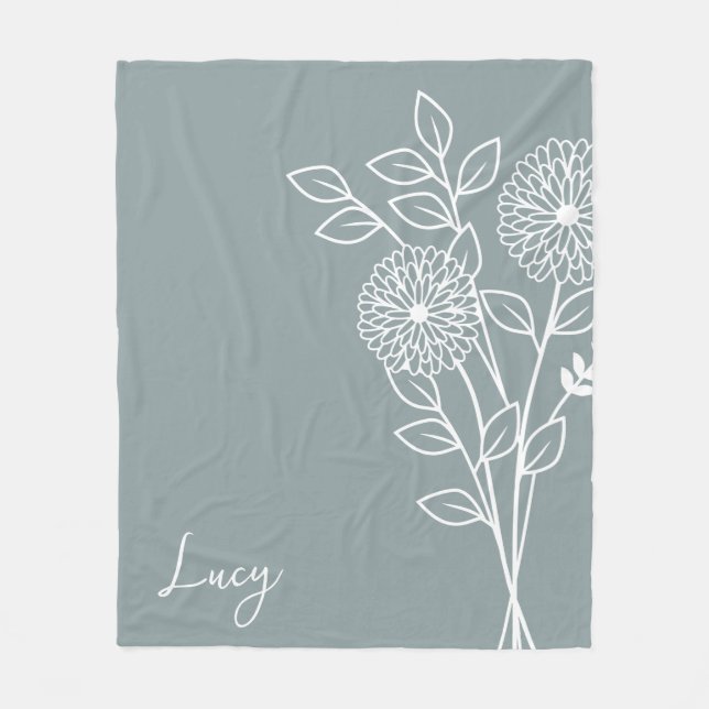 Birth Month Flower, November Calligraphy Name  Fleece Blanket (Front)