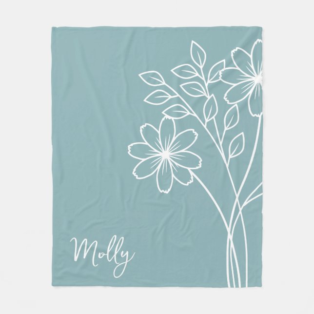 Birth Month Flower, October Calligraphy Name  Fleece Blanket (Front)