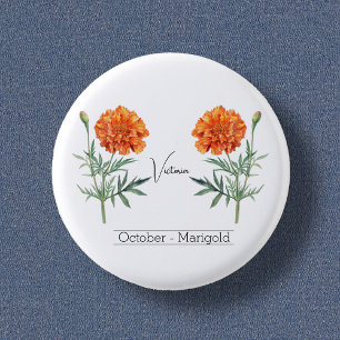 Birth Month Flower October Marigold 3 Cm Round Badge
