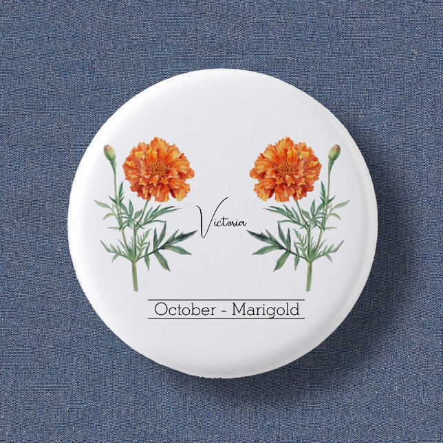 Birth Month Flower October Marigold 3 Cm Round Badge (Creator Uploaded)