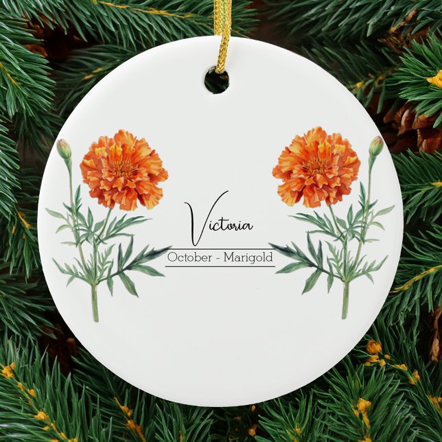 Birth Month Flower October Marigold Ceramic Tree Decoration (Creator Uploaded)