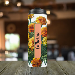 Birth Month Flower October Personalised 16 oz Thermal Tumbler