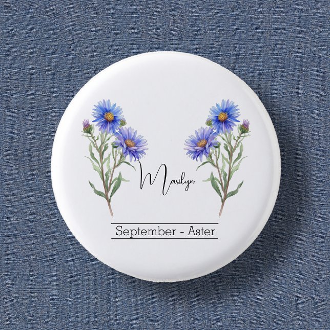 Birth Month Flower September Aster 3 Cm Round Badge (Creator Uploaded)