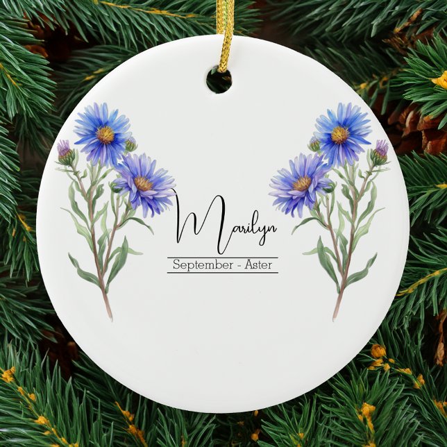 Birth Month Flower September Aster Ceramic Tree Decoration (Creator Uploaded)