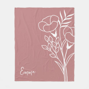 Birth Month Flower, September Calligraphy Name Fleece Blanket