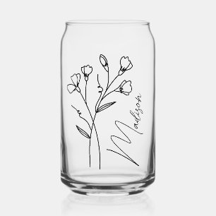  Birth Month Flowers April Sweet Pea Bridesmaid  Can Glass