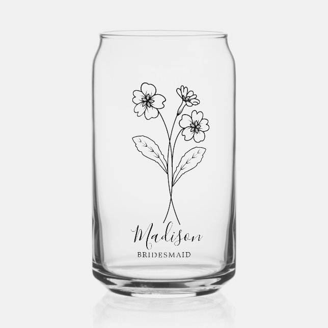  Birth Month Flowers February Primrose Bridesmaid  Can Glass (Front)