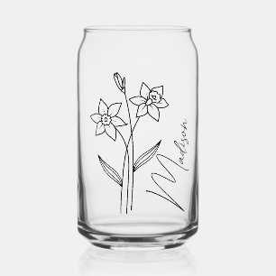 Birth Month Flowers March Daffodil Bridesmaid Can Glass