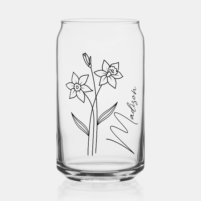Birth Month Flowers March Daffodil Bridesmaid Can Glass (Front)