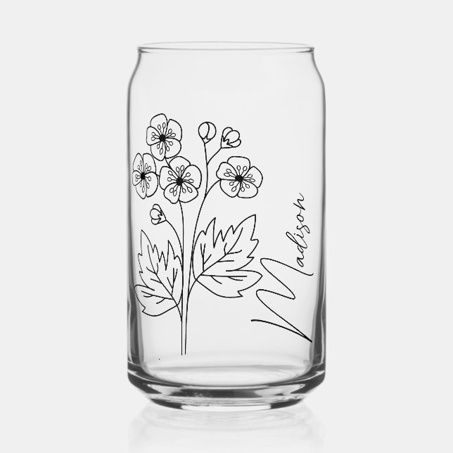  Birth Month Flowers May Hawthorn Bridesmaid Gifts Can Glass (Front)