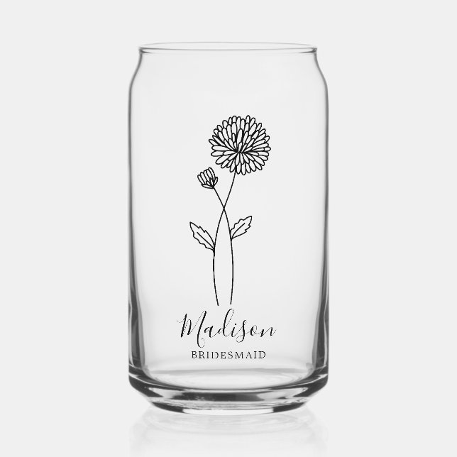 Birth Month Flowers November Chrysanthe Bridesmaid Can Glass (Front)
