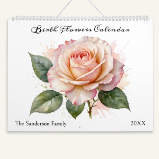 Birth Month Flowers Watercolor Floral Calendar