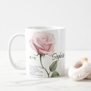 Birth Month June Flower Personalised, Coffee Mug