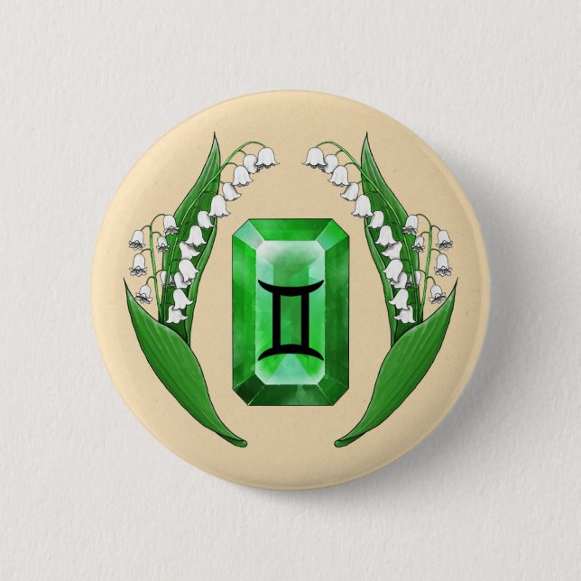 Birth Month May Gemini 6 Cm Round Badge (Front)