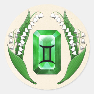 Birth Month May Gemini Classic Round Sticker