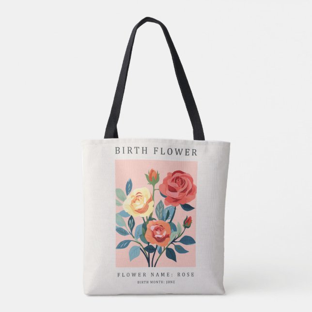 Birth Month Rose Tote Bag (Back)