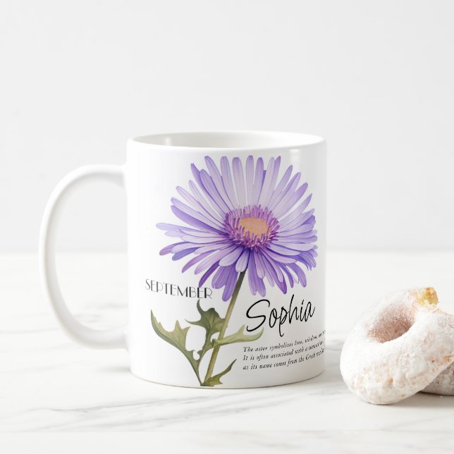  Birth Month September Flower Personalised Coffee Mug (With Donut)