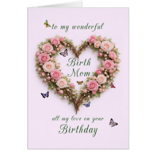Birth Mum Birthday Roses Heart 