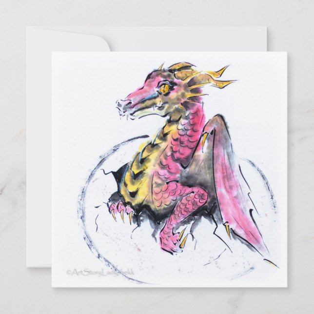 Birth of a dragon // Baby dragon Holiday Card (Front)