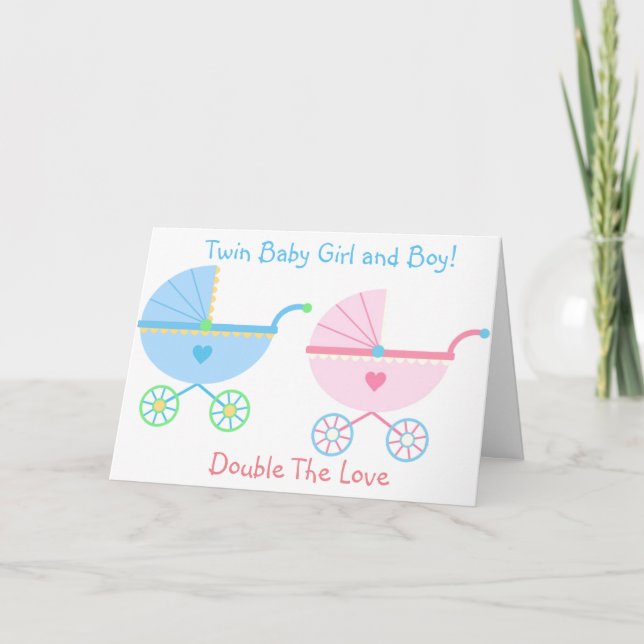 BIRTH OF **BABY GIRL AND BABY BOY TWINS** CARD (Front)