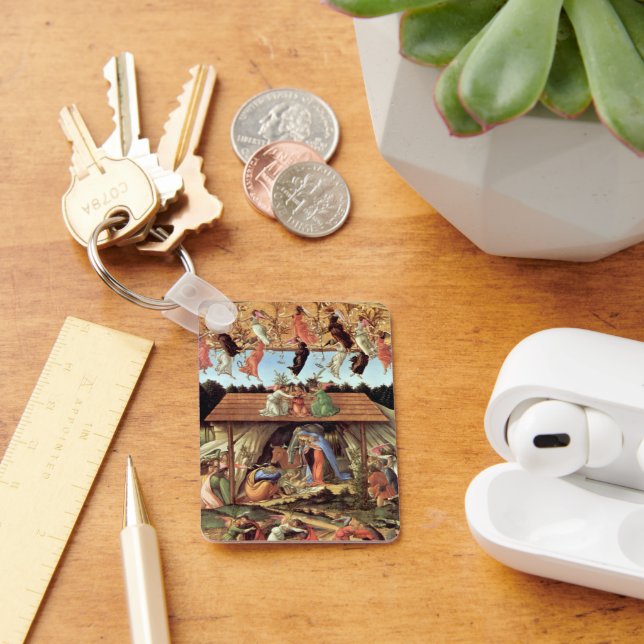 Birth of Christ, Mystical Nativity by Botticelli Key Ring (Desk)