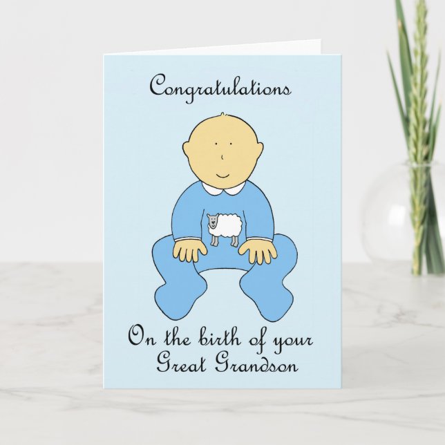 Birth of Great Grandson Congratulations Card (Front)