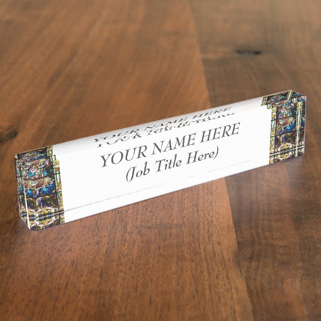 Birth of Jesus Stained Glass Window Nameplate (Side)