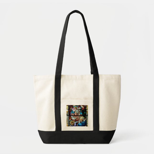 Birth of Jesus Stained Glass Window Tote Bag (Front)
