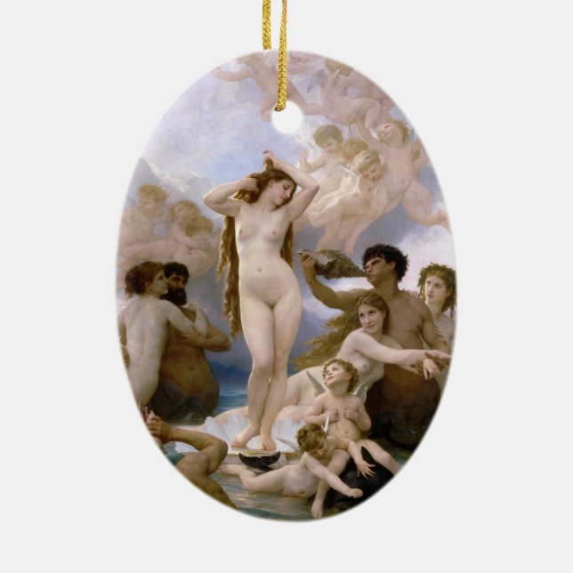 Birth of Venus by William-Adolphe Bouguereau Ceramic Tree Decoration (Back)