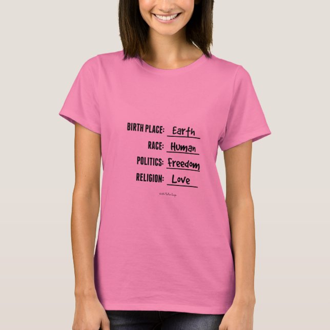 BIRTH PLACE EARTH SHIRT (Pink Tee) (Front)