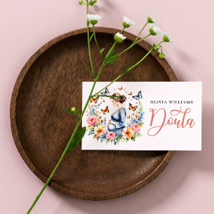 Birth & Postpartum Doula Watercolor Photo QR Code Business Card