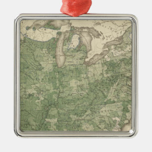 Birth Rate US, Statistical US Lithograph Metal Tree Decoration