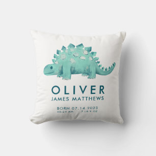 Birth Stats Dinosaur Baby Boys Cushion