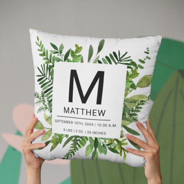 Birth Stats Newborn Baby Throw Pillow (Creator Uploaded)
