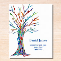 Birth Stats Nursery Tabletop Plaque with Easel