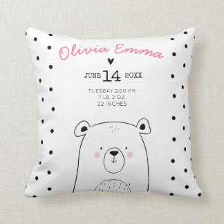 Birth stats Nursery Throw pillow Woodland Forest
