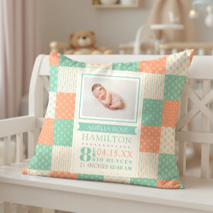 Birth Stats Photo Baby Cushion