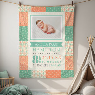 Birth Stats Photo Baby Fleece Blanket