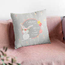 Birth Stats Pillow with little Bunny