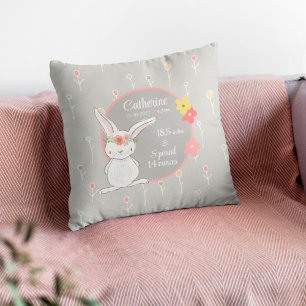 Birth Stats Pillow with little Bunny