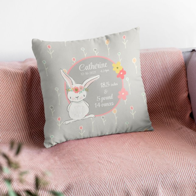 Birth Stats Pillow with little Bunny (Creator Uploaded)