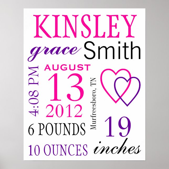 Birth Stats Poster (Front)