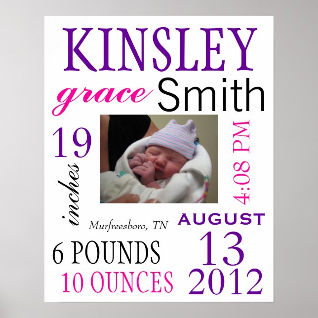 Birth Stats Poster (Front)