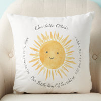 Birth Stats Sunshine Throw Pillow