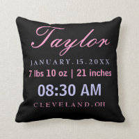 Birth Stats Typography Black Pink Lavender