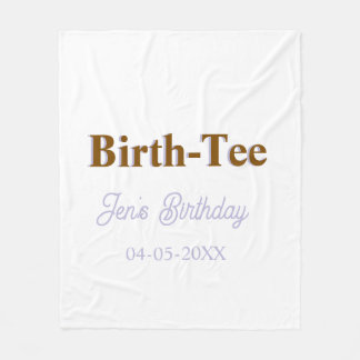 BIRTH TEE HAPPY BIRTHDAY NAME GOLDEN PURPLE MODERN FLEECE BLANKET